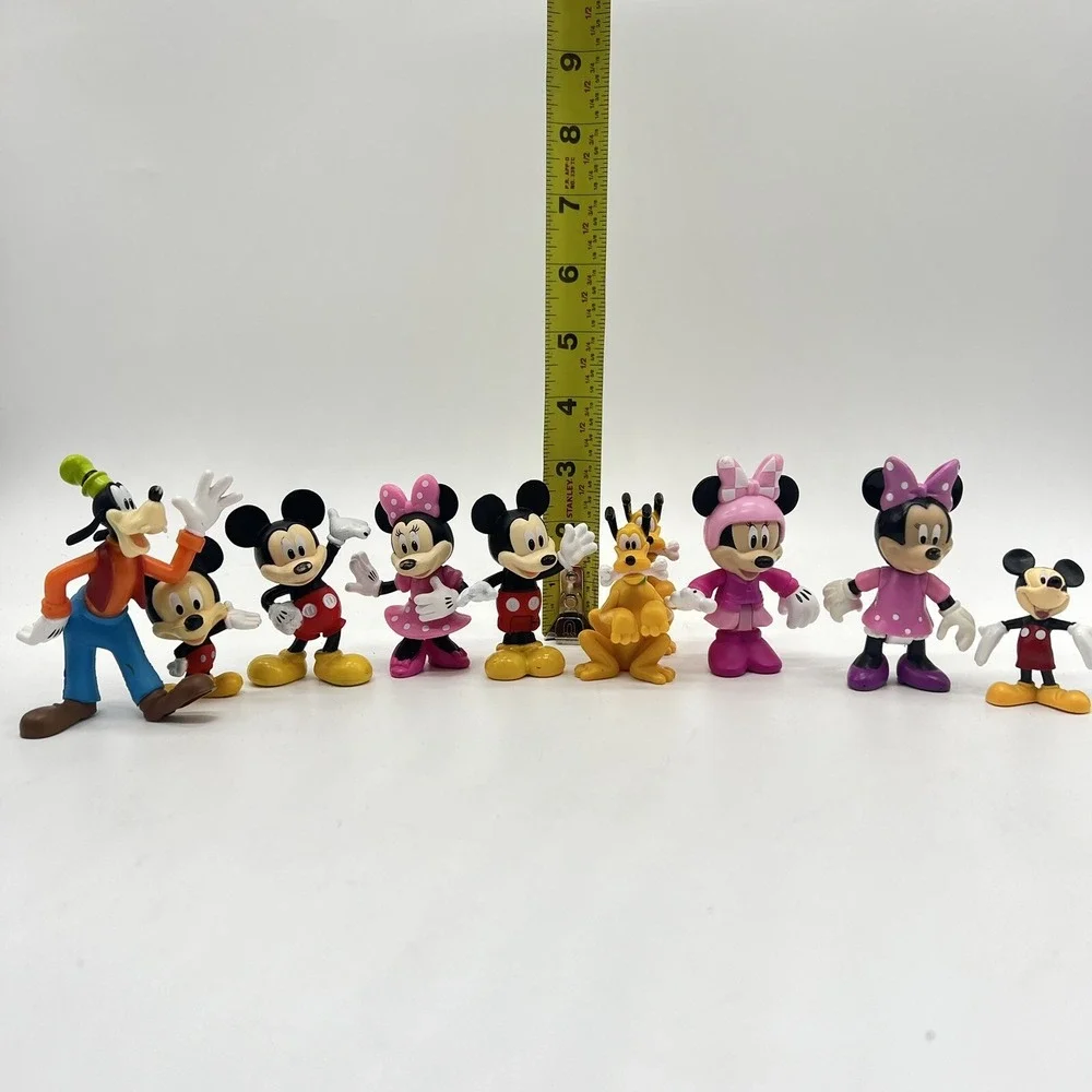 Disney Mickey Minnie‎ Pluto Goofy PVC Action Figure Cake Topper Toy Lot Of 10